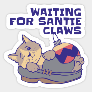 Waiting for Santie Claws Cat Sticker